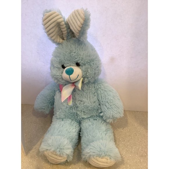 Walgreens Blue EASTER Bunny Rabbit Plush Stuffed Animal Ribbed Ears Feet 20" Toy - Picture 1 of 5